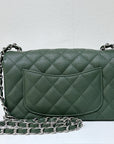 CHNL Caviar Quilted Mini Rectangular Flap Green