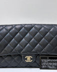 CHNL Caviar Quilted Clutch With Chain Flap Black GHW