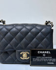 CHNL Black Mini Square Caviar Flap Bag Gold Hardware