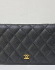 CHNL Caviar Long Zip Wallet Black GHW