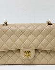 CHNL Medium Vintage Timeless Classic Leather Caviar Beige