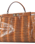 FNDI Large Brown Snakeskin Peekaboo