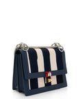 FNDI Calfskin Striped Canvas Kan I Small Shoulder Bag (SHF-yQIdt1)