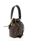 FNDI FF Embossed Calfskin Mon Tresor Mini Bucket Bag (SHF-mo1hOL)