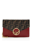 FNDI FF Embossed Calfskin Wallet on Chain Mini Bag (SHF-20480)
