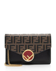 FNDI FF Embossed Calfskin Wallet on Chain Mini Bag (SHF-BJP8ux)