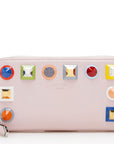 FNDI Leather Multicolor Studded Zip Around Wallet (SHF-17219)