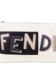 FNDI Leather Vocabulary 3D Logo Zip Pouch (SHG-JtWzTA)