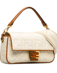 FNDI Medium Embossed Canvas FF Baguette (SHG-K9Z8RL)
