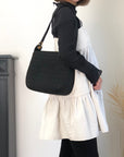 Christian DOR Cannage Logo Charm Shoulder bag Black Vintage jbwgb