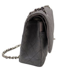 CHNL Grey Glitter Canvas Medium Classic Flap Shoulder Chain Bag