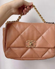 CHNL 19 Flap Bag Caramel Lambskin GHW