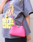 FNDI Leather Micro Peekaboo 2Way Bag Hand Bag Pink 8M0355