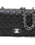 CHNL Classic Black Quilted Caviar Leather Classic Medium Double Flap Bag