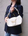 FNDI Leather Shoulder Bag Hand Bag White 8BR396