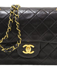 CHNL Vinatge Black Lambskin Leather Classic Medium Double Flap Bag