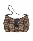 FNDI Leather Trimmed Zucca Baguette