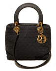 Christian DOR Black Nylon Medium Lady Di Bag