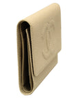New CHNL White Caviar Leather Classic CC Timeless Medium Trifold Wallet
