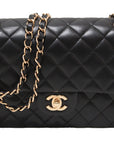 CHNL Classic Black Quilted Lambskin Leather Classic Medium Double Flap Bag