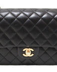 CHNL Classic Black Quilted Lambskin Leather Classic Medium Double Flap Bag