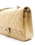 CHNL A01112 Medium Classic Double Flap Beige Caviar 25.5CM Shoulder Bags Shw