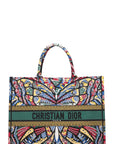 CHRISTIAN DOR Butterfly Book Tote Large Green Blue