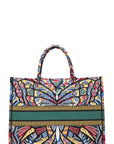 CHRISTIAN DOR Butterfly Book Tote Large Green Blue