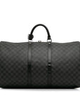 Black LV Damier Graphite Keepall Bandouliere 55 Travel Bag