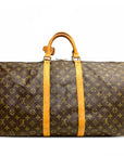 Brown LV Monogram Keepall Bandouliere 55 Travel Bag