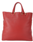 PRD CONVERTIBLE VERTICAL TOTE RED GRAINED CALF LEATHER GOLD HARDWARE WITH DUST COVER AND STRAP