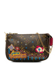 Brown LV Monogram Vivienne Christmas Print Mini Pochette Accessoires Shoulder Bag