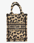 Christian DOR Beige Leopard Canvas Mini Book Tote Phone Bag