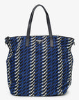 PRD Blue/Black/White Tessuto Stampato Tote with Strap