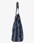PRD Blue/Black/White Tessuto Stampato Tote with Strap