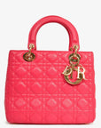 Christian DOR Pink Leather Medium 'Lady DOR' Top Handle Bag