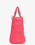 Christian DOR Pink Leather Medium 'Lady DOR' Top Handle Bag