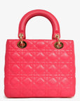 Christian DOR Pink Leather Medium 'Lady DOR' Top Handle Bag