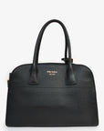 PRD Black Leather Medium Tote Bag