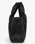 PRD Holiday Black Satin Crystal Top Handle Mini Tote Bag