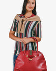 Christian DOR Red Leather Large Western Top Handle Bag