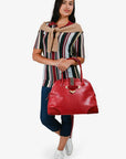 Christian DOR Red Leather Large Western Top Handle Bag