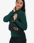 Christian DOR Black Grey Velvet Leopard Print Medium Caro Bag
