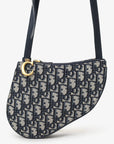 Christian DOR Oblique Canvas Saddle Triple Zip Crossbody bag