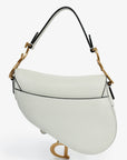 Christian DOR White Grained Leather Mini Saddle Bag