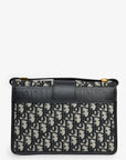 Christian DOR Navy Leather/Oblique Montaigne Shoulder Bag