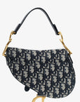 Christian DOR Blue Oblique Jacquard Mini Saddle Bag With Strap