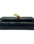 YSL Kate Medium in Black Croc Embossed Leather