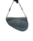 Christian DOR Blue Saddle Bag Oblique Jacquard Bag