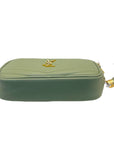 YSL Light Sage Chevron Black Leather Monogram Chain Shoulder Bag